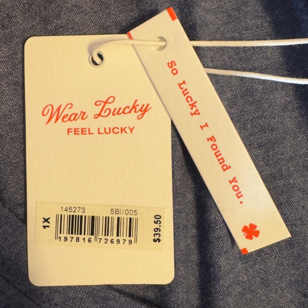 3040 | NWT Lucky Brand Nashville Guitars Graphic Tee Blue Heather Women 1X - Picture 6 of 10